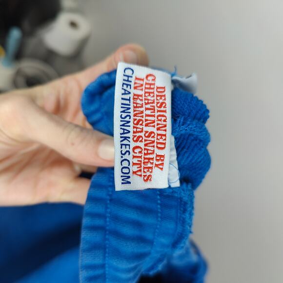 Cheatin Snakes Sweatpants Mens XS Blue Camp Destroyer Skater Joggers Lounge - Picture 7 of 8